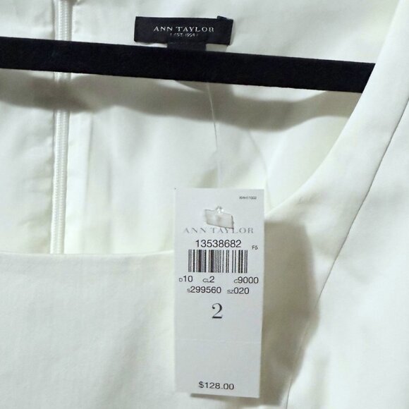 Ann Taylor White Sleeveless Sheath Dress Square Neck Size 2 NWT - Picture 5 of 5